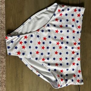 White Bikini Bottom with Red and Blue Stars